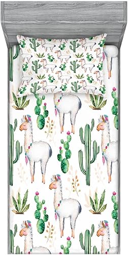 Miniatura 182 de Ambesonne Juego de sábanas bajeras y fundas de almohada de los años 90, patrón geométrico en estilo retro, formas redondas de triángulo de media