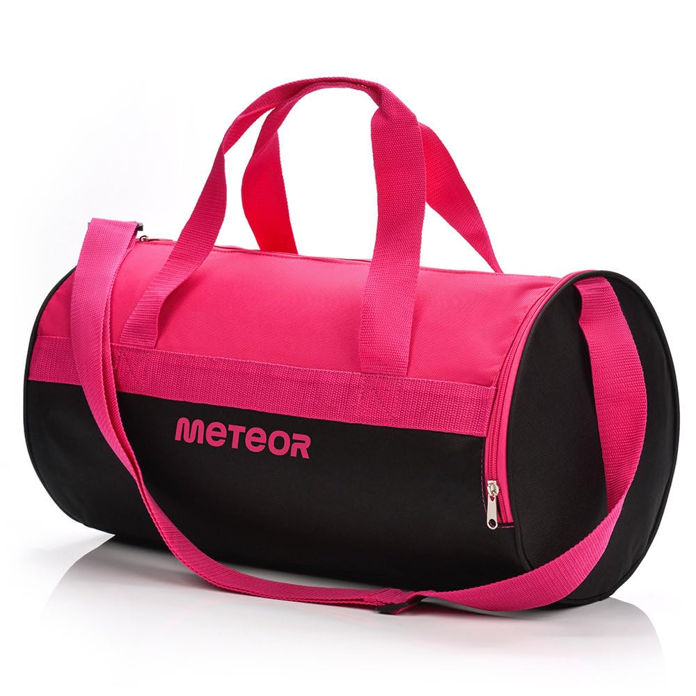 meteor Gym Duffel Cabin Holdall Bag - Lightweight Sports Luggage with Shoe Compartment, Shoulder Strap, Underseat Hand Size for Travel Workout Weekend Overnight (Pink/Black, 25L) — image 1