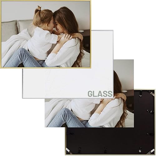 Vista 34 de Frametory, Marco de fotos de aluminio de 18 x 24 pulgadas, parte delantera de cristal real, para fotos de 18 x 24 pulgadas, para pared, marco