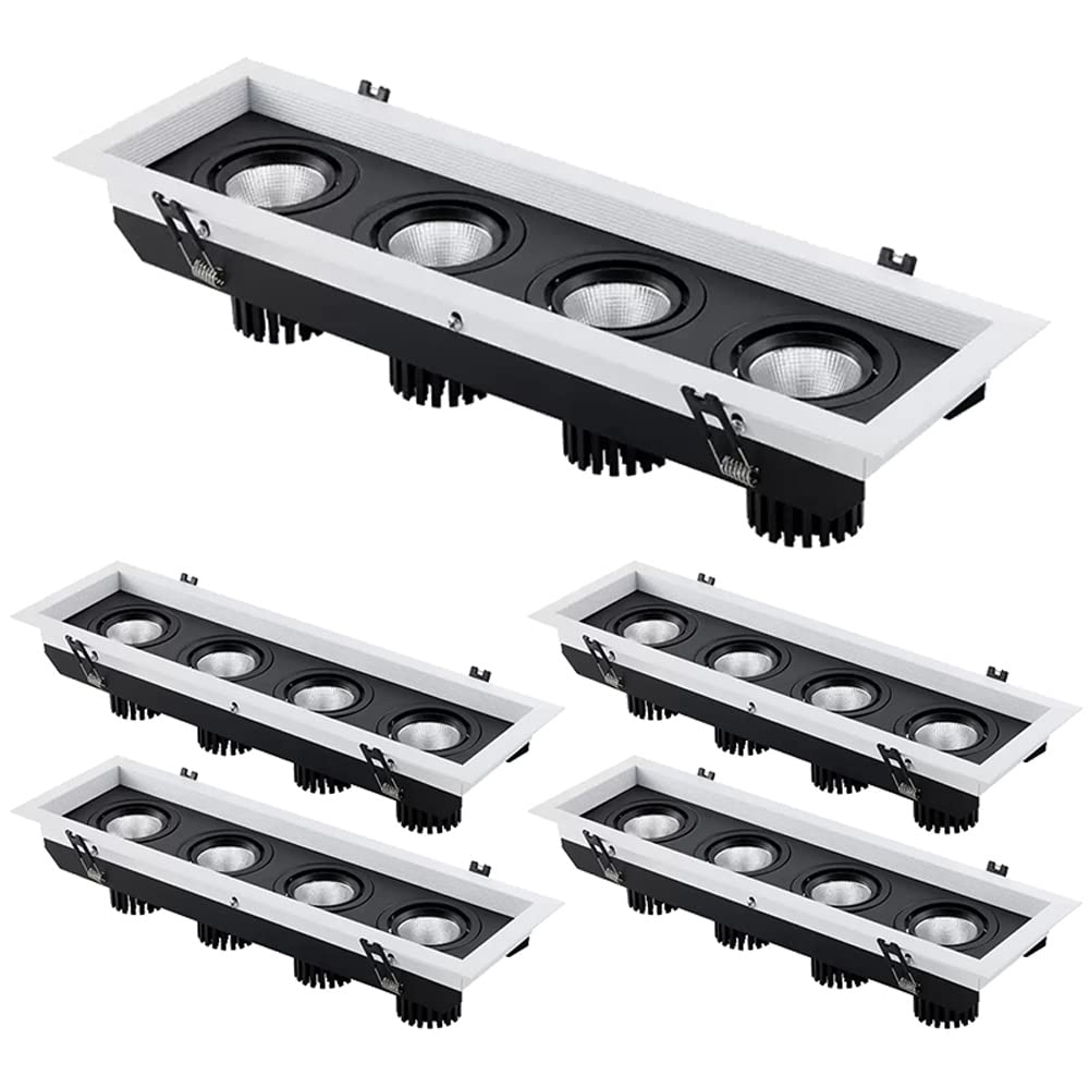 Zestaw 5 Reflektorów Led Z Regulowanym Kątem, Wpuszczanych, Z Wieloma Przegubami, Obrotowych, Puszkowych, 20 W/28 W/40 W, Lampa Bull'S Eye, 3000 K-6000 K,10w*4-3000k
