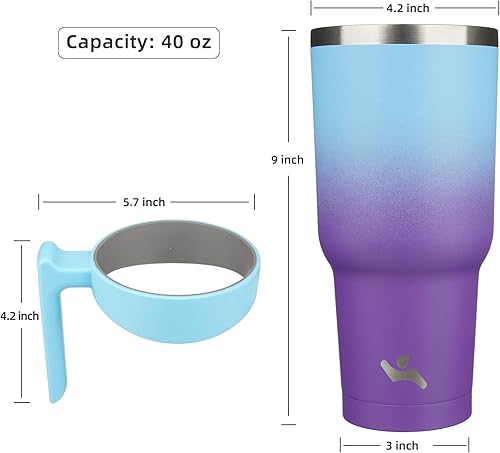 Miniatura 382 de 10 oz Tumbler with Handle and 2 Straw 2 Lid, Insulated Water Bottle Stainless Steel Vacuum Cup Reusable Travel Mug,Turquoise Negro