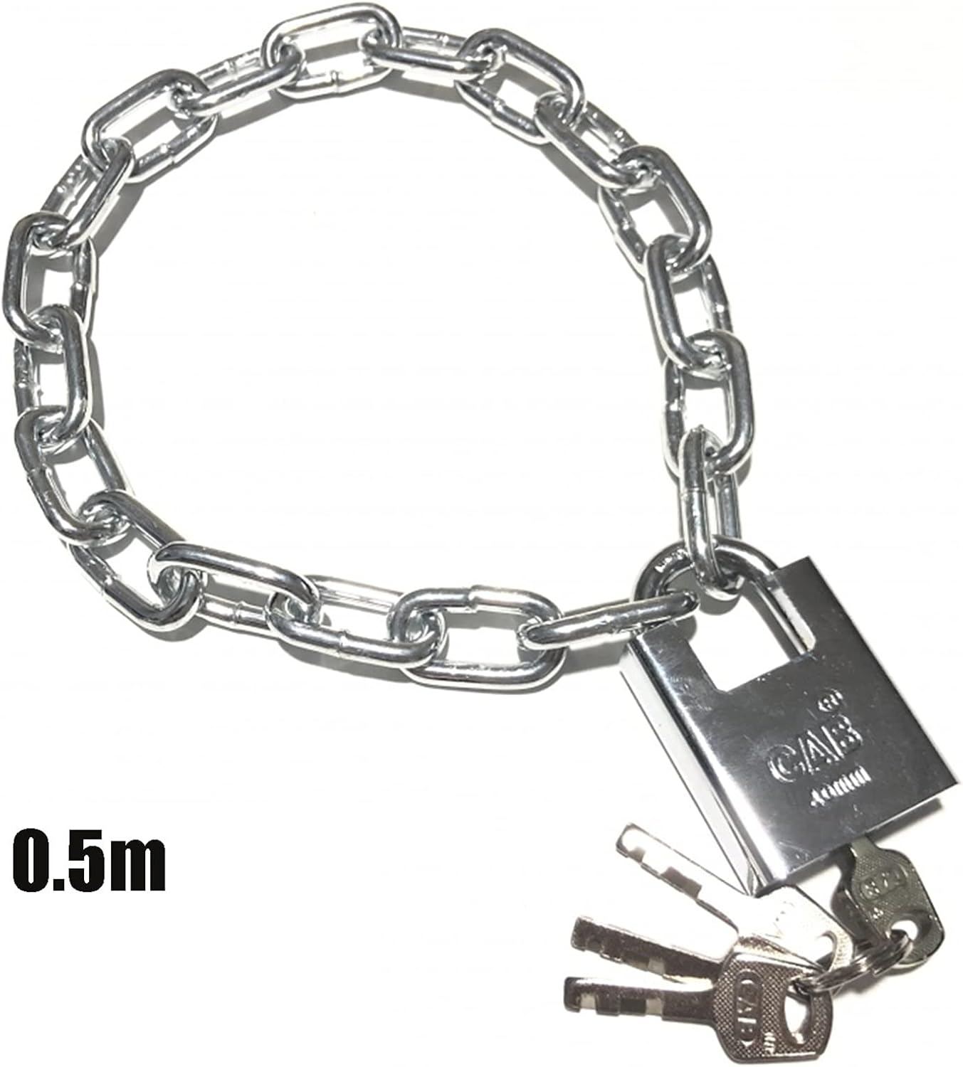 Keyed Padlocks Steel Chain Lock 0.5m-5m, Waterproof and Rustproof Anti-Theft Lock for Bicycle Warehouse (Size : 0.5m)
