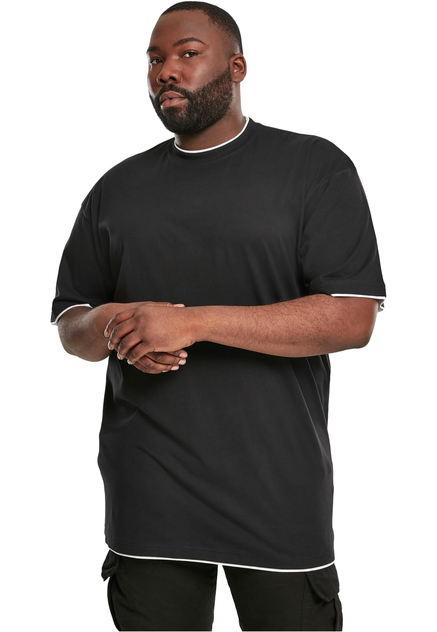 Herren Contrast Tall Tee – Oversize T-Shirt mit Kontrastnähten, Loose Fit Baumwolle, Streetwear Basic für Alltag & Freizeit