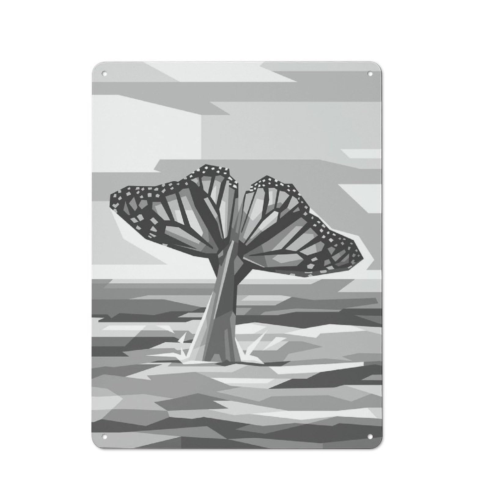 Junmoney Gray Whale The Butterfly Decorative Metal Plaque With Design 40X30cm, Vintage Porch Wall Decor For Shed, Garden Room, Porch Or Garage