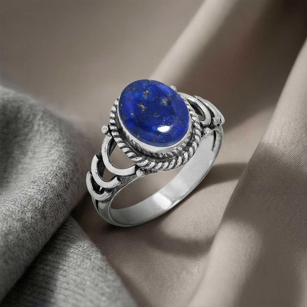JEWELOPORIUM Boho Handmade Jewelry Natural Gemstone Tiger Eye, Turquoise, Moonstone, Carnelian Oval 925 Sterling Silver Overlay Ring For Women