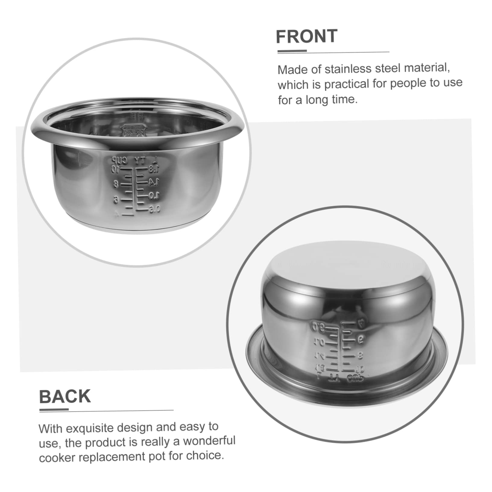 Marmite Intérieure De Cuiseur à Riz 4l en INOX 304 Épais Antiadhésif Polyvalente pour Cuisson De Riz Gâteau Remplacement Ménager