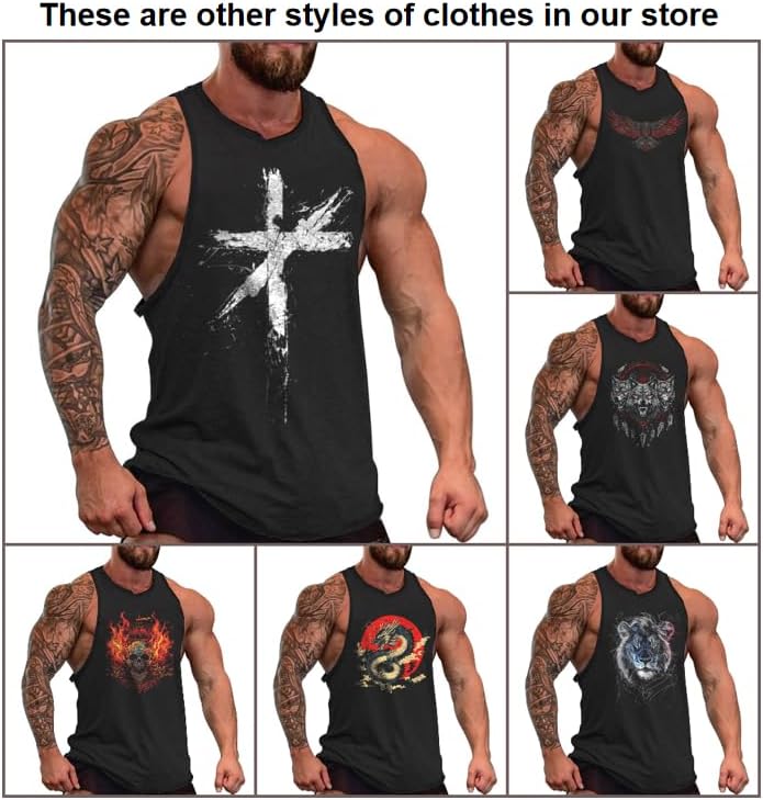MARSVOVO Graphic Tank Tops Men Cotton Crew Neck Punk Quick-Dry Big and Tall Sleeveless Shirts for Men - Image 3