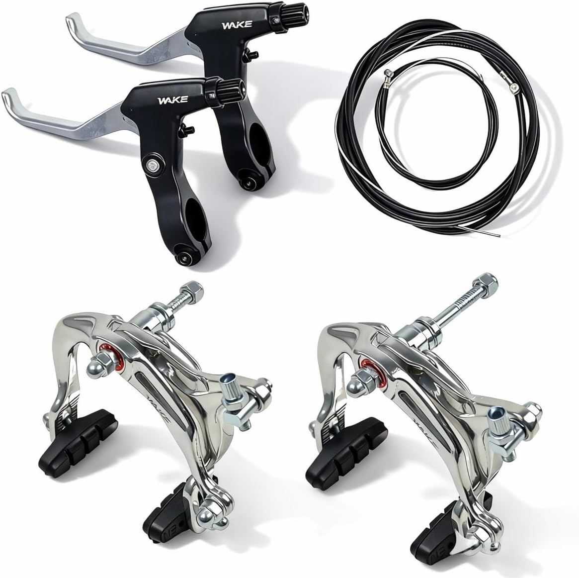 CYSKY Bike Brakes Set, Front and Rear C-Type Brakes Calipers, Include Inner and Outer Cables and Bike Brake Levers Kit for MTB Road Bicycle