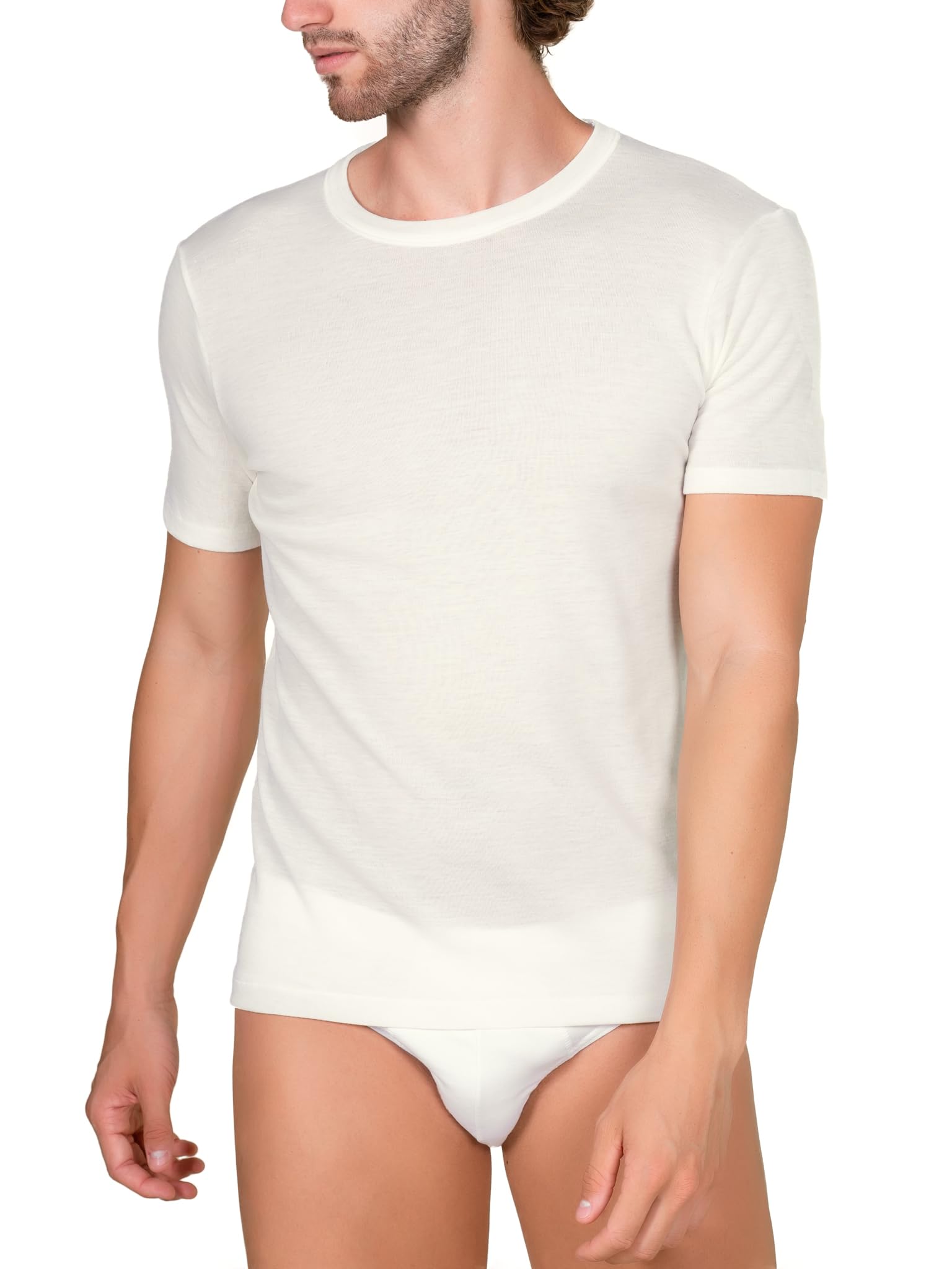 EGI Maglia Uomo Manica Corta Girocollo Pura Lana Intimo Termico Invernale Made in Italy