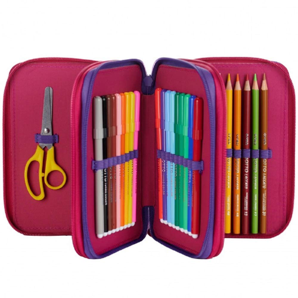 G.P. Schoolpack Zaino Scuola Compatibile con Frozen 2 Elsa Estensibile + Astuccio 3 Zip Completo