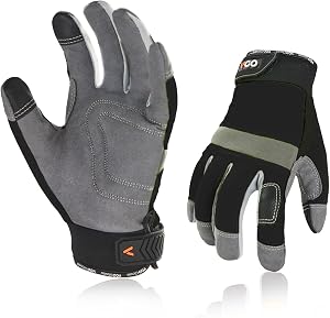 Vgo 1Pair Safety Work Gloves,Builder Gloves,Gardening Gloves,Light Duty Mechanic Gloves(L,Black,SL7584)