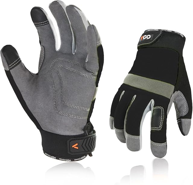 Vgo 1Pair Safety Work Gloves,Builder Gloves,Gardening Gloves,Light Duty Mechanic Gloves(L,Black,SL7584)