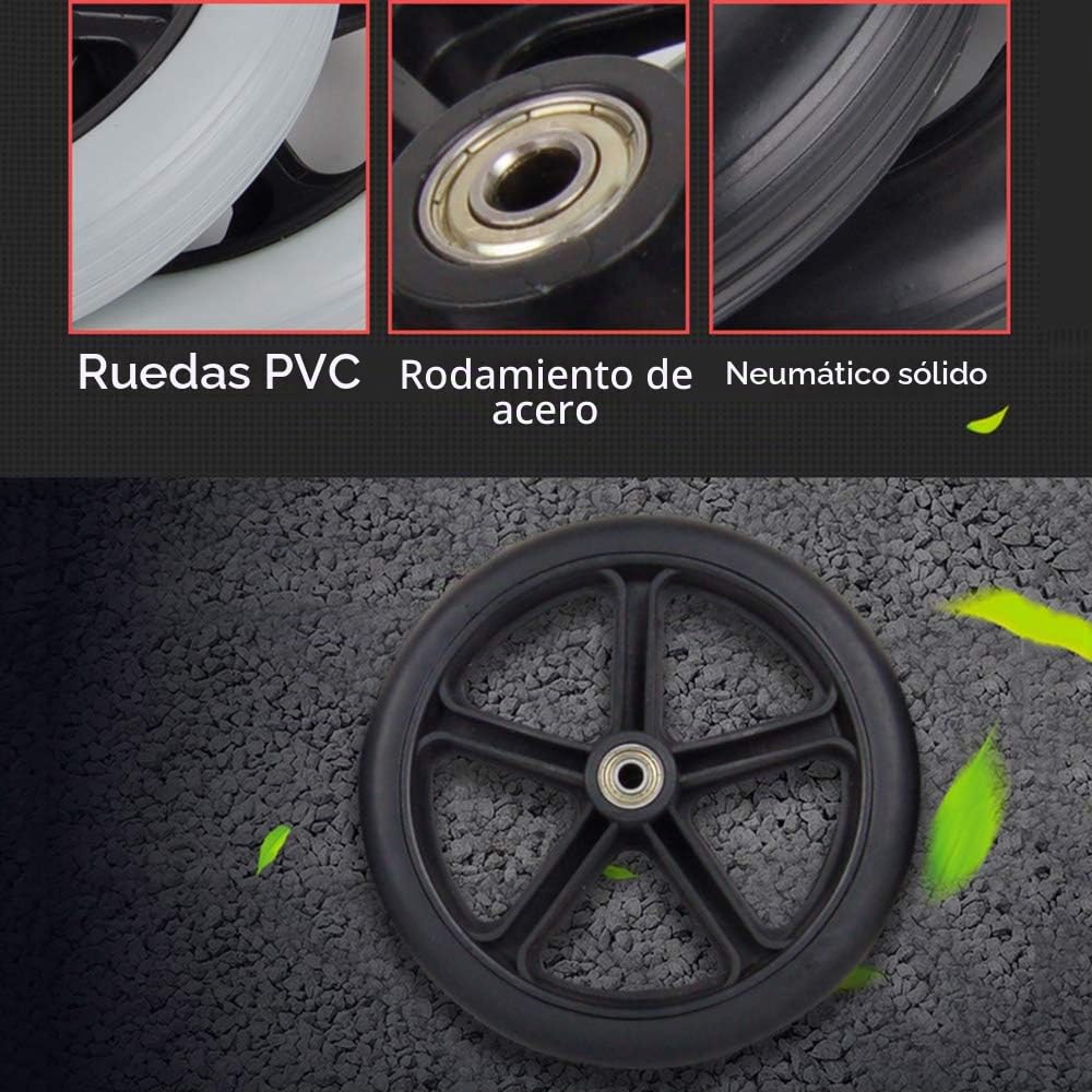 LekLai 2X Rueda Delantera para Silla de Ruedas Herramienta de Repuesto 15 cm 17 cm 19 cm 20 cm Rueda 0,8 cm Rodamiento/Black/19Cm/8In(Thick)