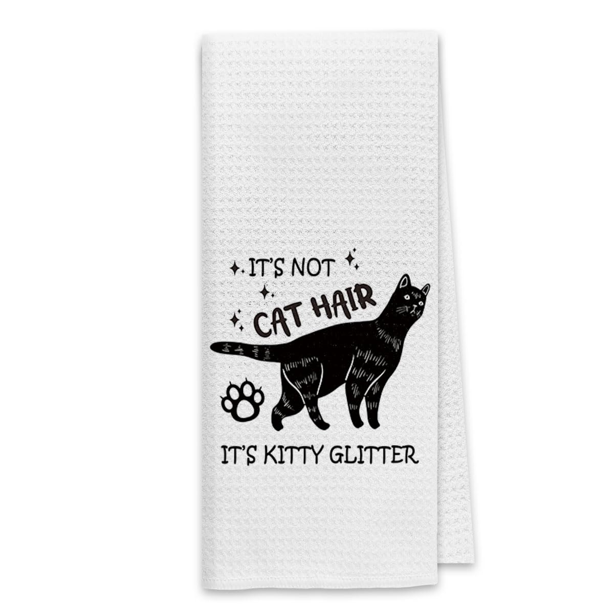 Dibor Cat Kitchen Towels, Cat Hand Towels for Cat Lovers Dish Towels Dishcloth, It s Not Cat Hair It s Kitty Glitter Cloth Hand Towels Tea Towels for Bathroom Kitchen, Cat Lover Gifts, 16x24 Inches