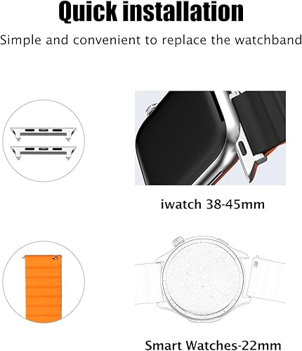 Miniatura 4 de PERFUMEORANGO Correa de reloj de 0.866 in compatible con correas iWatch de 1.496-1.772 in compatible con iWatch Series 87654 Correa de reloj 0.866