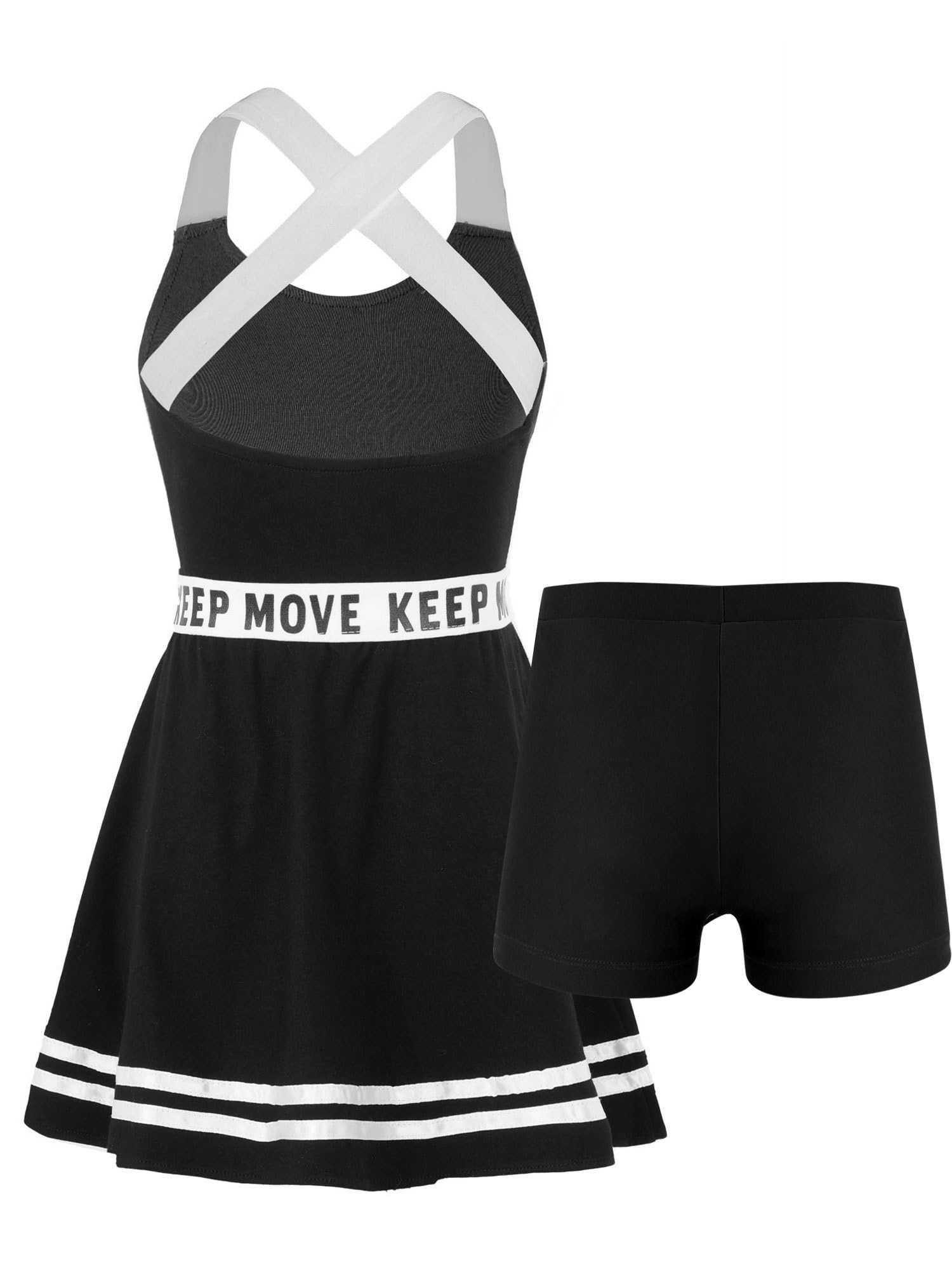 IEFIEL Vestido de Deportivo Tenis para Niña sin Manga Vestido de Gimnasia con Leggings Cortos Traje de Golf Fitness Correr 5-14 Años
