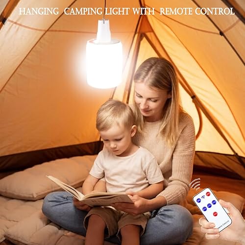 Miniatura 2 de [4000 mAh] Luces solares para camping, linterna portátil recargable, LED, control remoto, lámpara de tienda de campaña, impermeable, 5 modos,