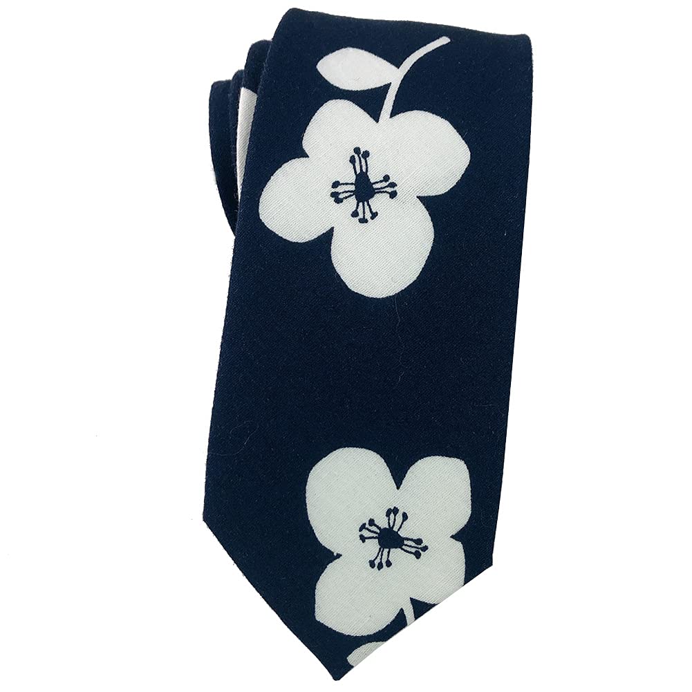 Mantieqingway Floral Ties for Men Skinny Cotton Tie Flower Necktie