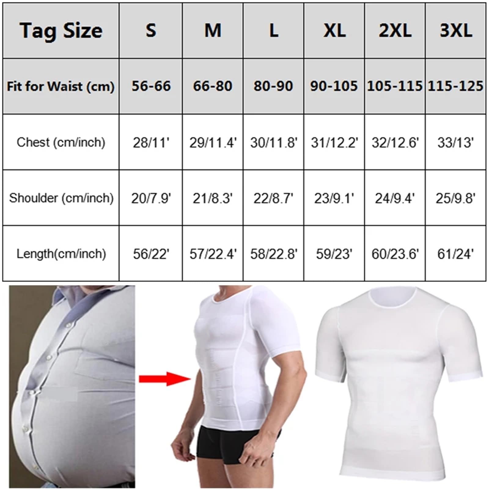 Body Shaper Weste für Männer Herren T-Shirt zur Körperstraffung, Kompressionsshirts, Haltungskorrektur, Unterhemd, Bauchweg-Korrekturunterwäsche Für Fitness geeignet(Black,L)