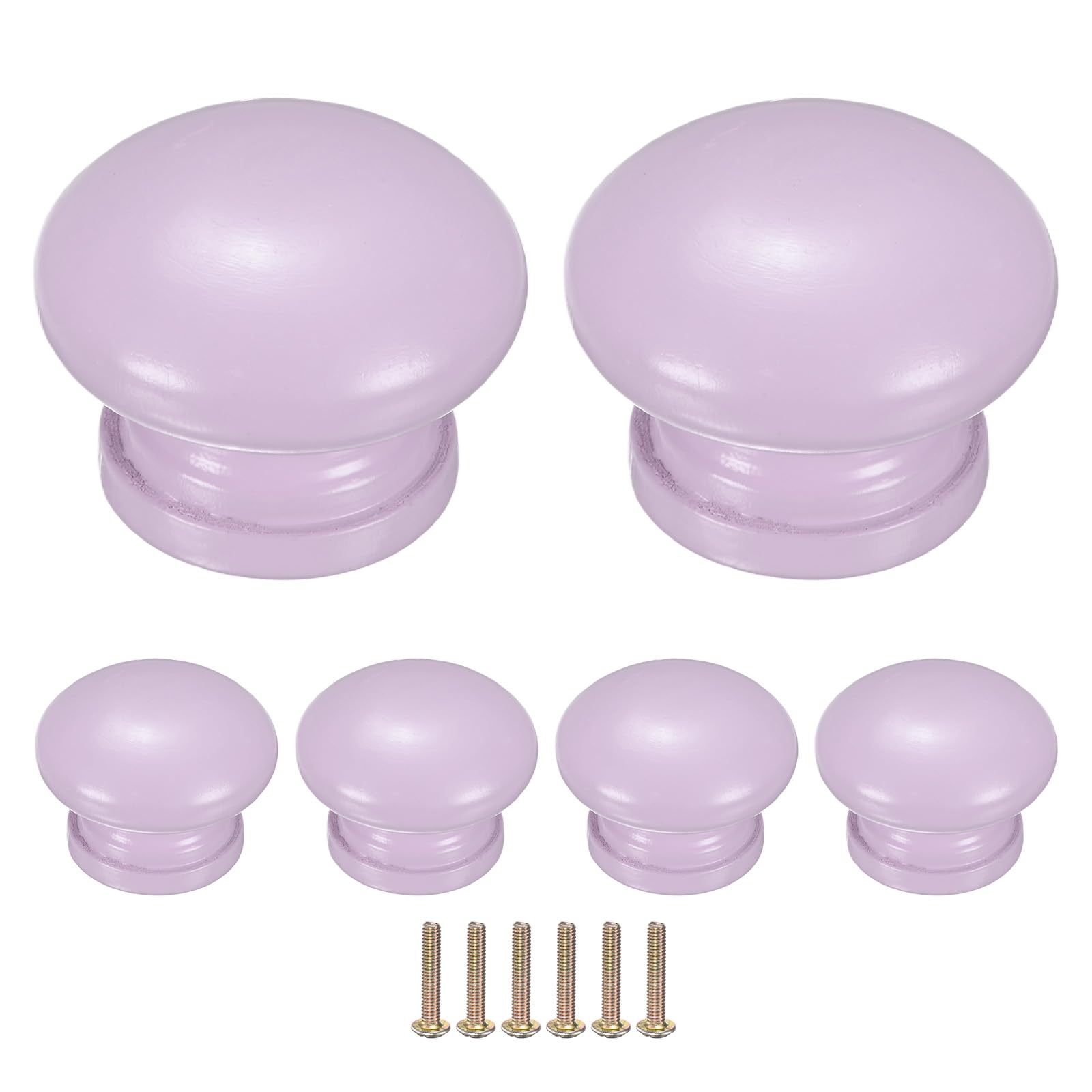 M METERXITY 6-Pack Kicthen Cabinet Knobs, 1-5/16 in(33mm) Solid Wood Round Drawer Pull Handle for Dresser/Office/Cupboard