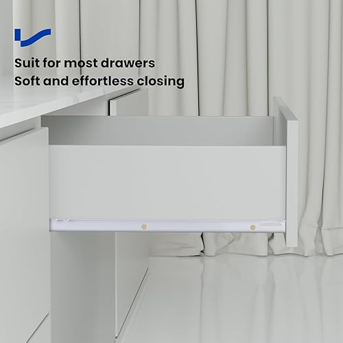 Miniatura 5 de LONTAN Diapositivas de cajón de montaje inferior de 12 pulgadas de cierre suave para tocador, 2 pares de rieles y rieles blancos de estilo europeo