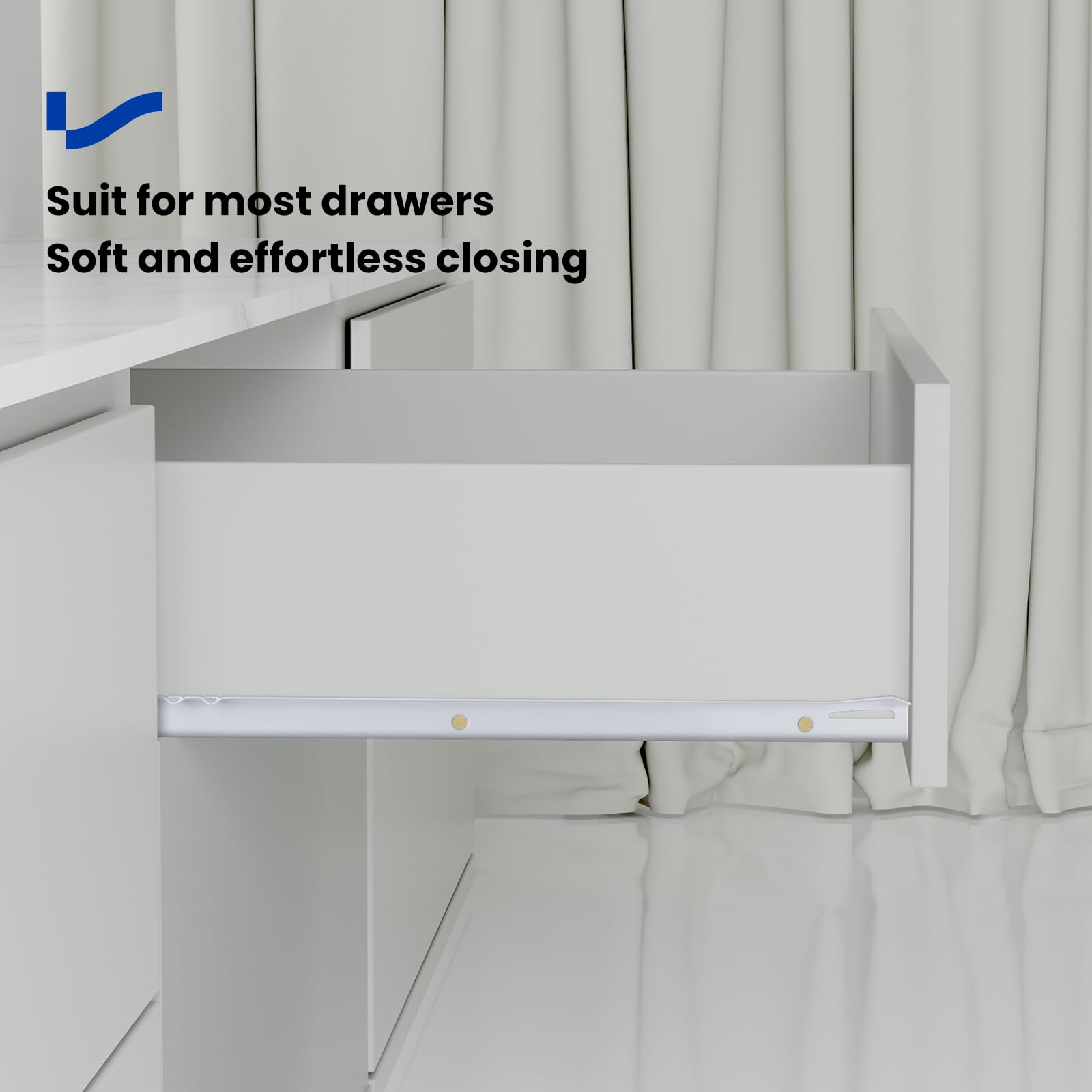 LONTAN 2 Pair Bottom Mount Drawer Slides 22 Inch Soft