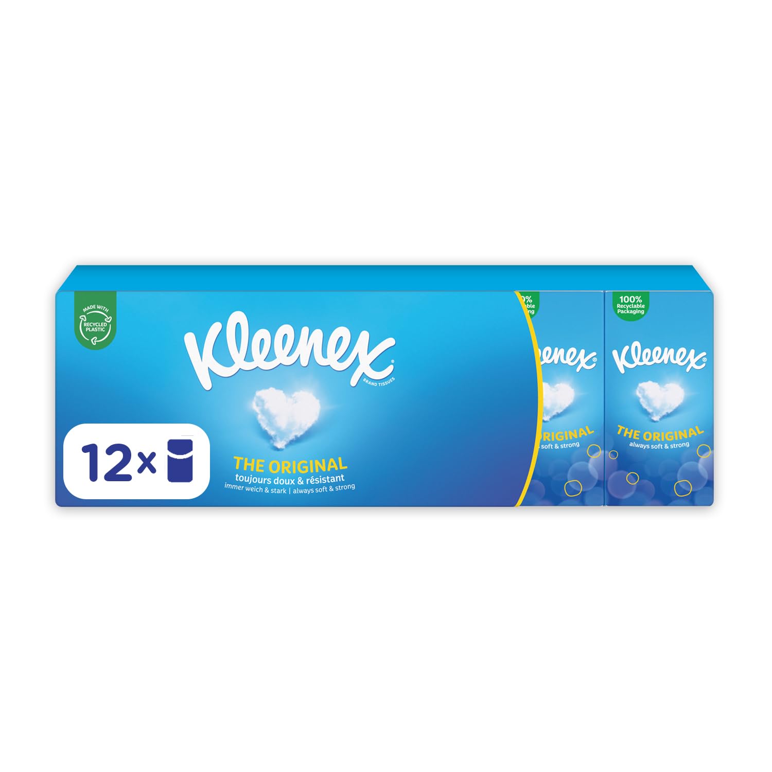 Kleenex Original, Fazzoletti di carta, Morbidi e resistenti, 12 Pacchetti (Confezione da 6)