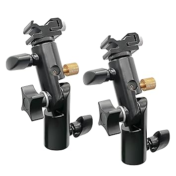 LS Photography [2 Pack] 4 1/4-inch Tall Multi-Functional E-Type Flash Bracket with Reflector Slot