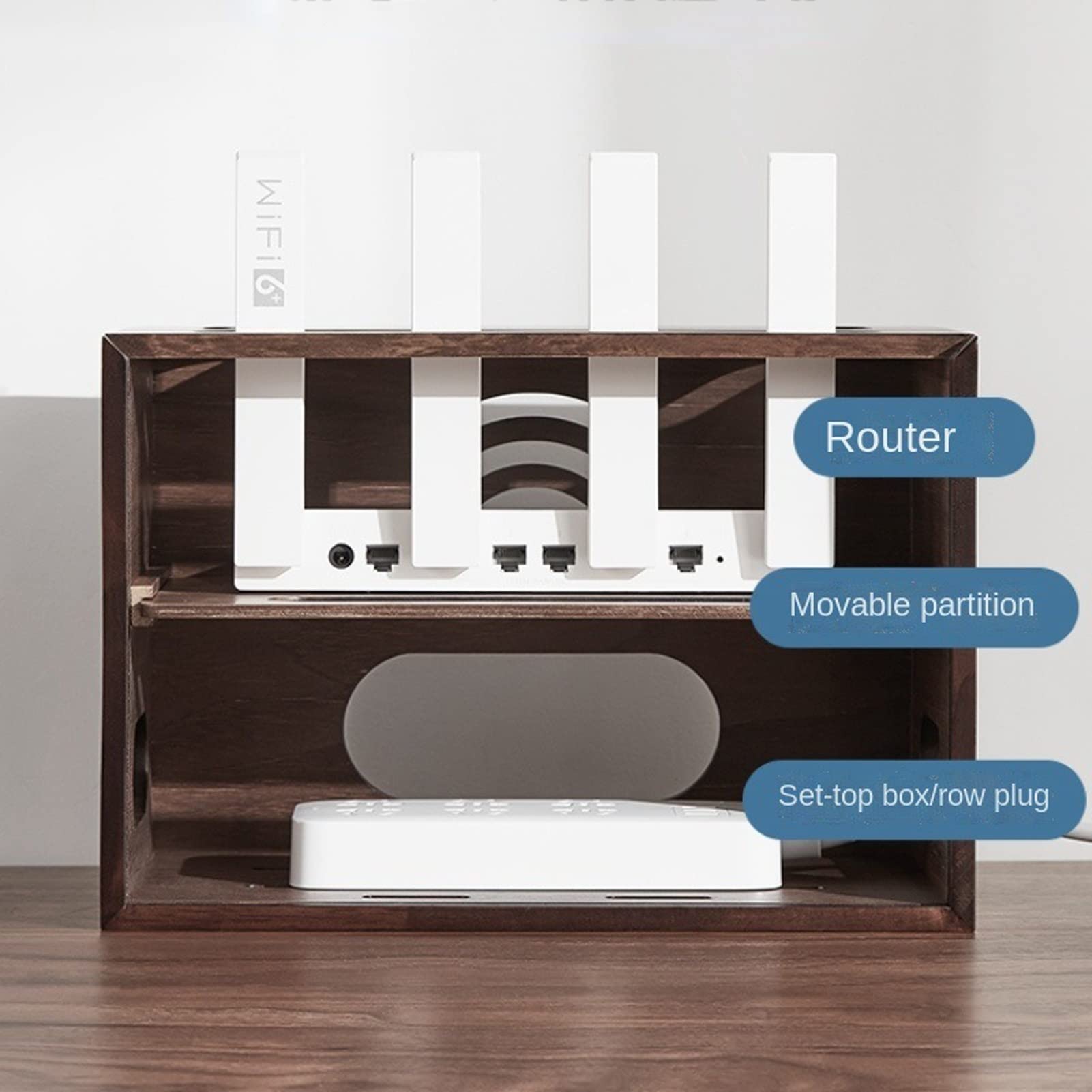 Kabelmanagement Holz-Router-Aufbewahrungsbox Set-Top-Box-Rack Netzteil TV-Line-Box Steckdosenschutz Dekorative Abschirmbox Kabelbox