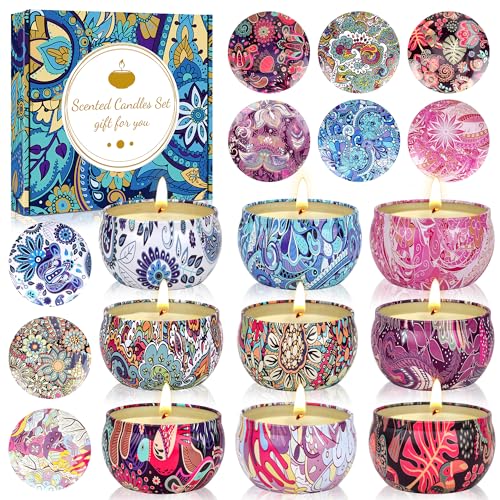 Candle Velas Aromáticas de Cera de Soja, 240 Horas Velas Perfumadas, Regalos Originales para Mujer, Ideal para Yoga, Baño, Dormitorio y Relajación 9PCS