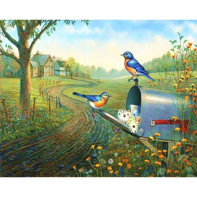 アクリル画 鳥 動物 絵画 Amazon | 数字による絵画動物鳥キットアクリル絵の具キャンバス