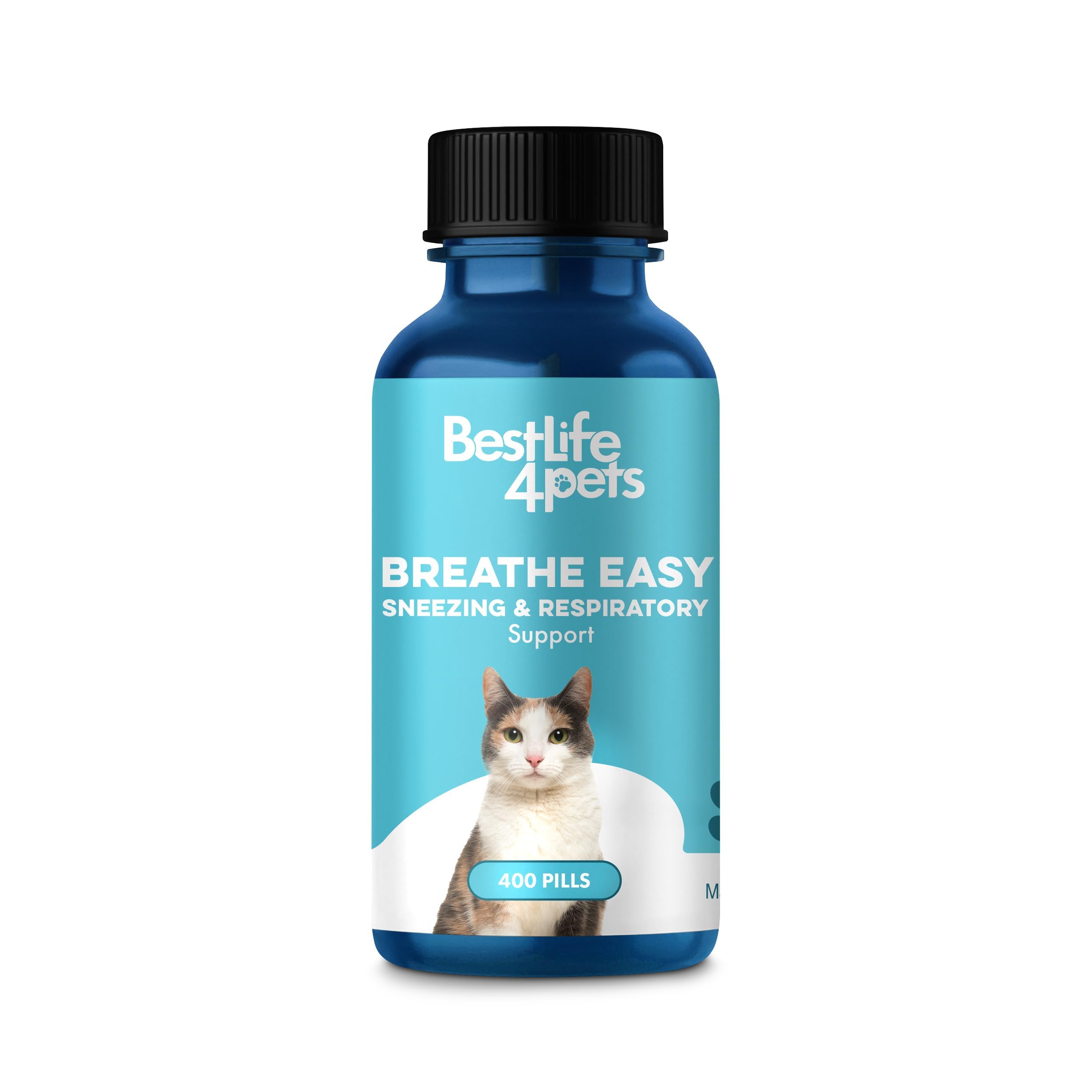 Cat Respiratory Comfort Supplement - Natural Breathe Easy Feline Support for All Seasons, Coughing, Occasional Nasal Stuffiness and Sneezing - 400 Odorless, Easy-to-Administer Tasteless Pills