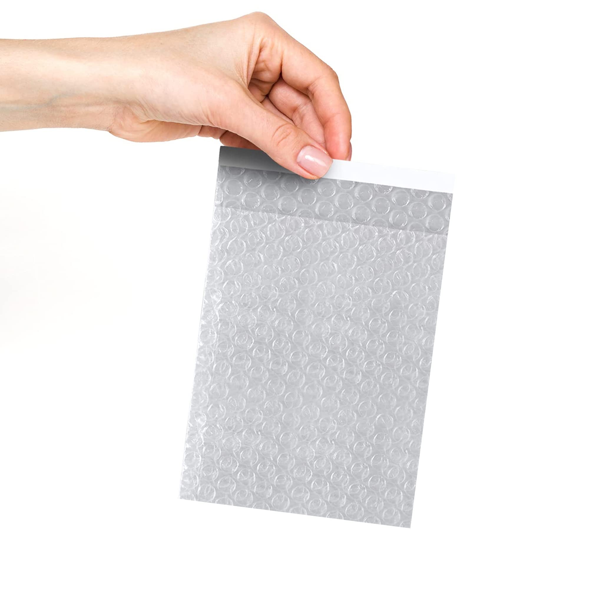 AmiffClear Bubble Out Bags, 3.5 x 4 Inches. 50 Pack Self Seal Bubble Pouches. Polyethylene Clear Bubble Bags for Packing. Waterproof Clear Bubble Out Pouches for Fragile Things