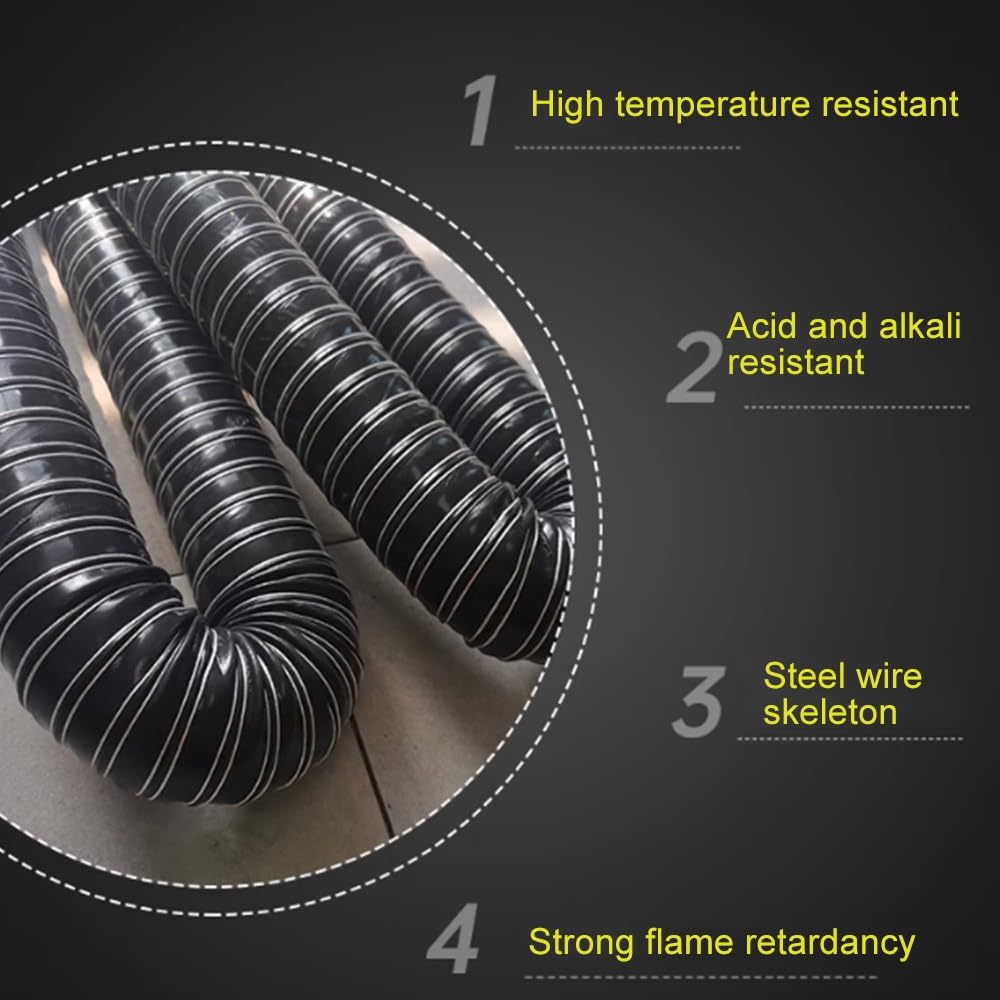 Tubo Flessibile di aspirazione per autoveicoli da 6" ID - Tubo di sfiato ad Alta Temperatura da 19,7 Piedi per Raffreddamento e Riscaldamento dei Freni, Diametro 38 mm (1,5"), Soluzione dure