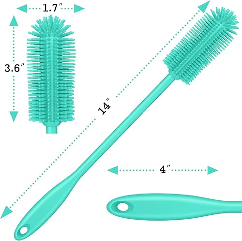 Miniatura 5 de Cepillo limpiador de botellas de silicona con mango largo, perfecto para limpiar recipientes de cuello estrecho, botellas deportivas al vacío,