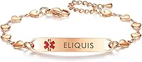 Vista 221 de mnmoom Pulseras de alerta médica para mujer, pulseras de identificación médica de corazón de acero inoxidable con grabado gratuito