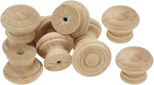 Bitray 10 pomos de gabinete sin terminar perillas de madera natural para cajones