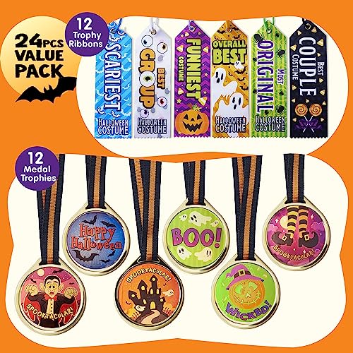 Joyin 10973 24 Pcs Halloween Medal Trophies And Trophy Ribbons For Halloween Award Party Celebration And Spooky Contest Rewards thumb #1