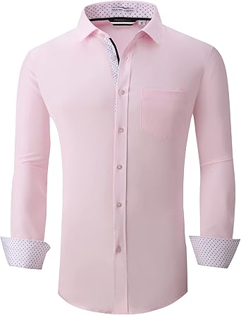 Alex Vando Mens Dress Shirt Wrinkle Free Regular Fit 4-Way Stretch Button Down Shirts
