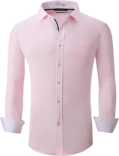 Alex Vando Mens Dress Shirt Wrinkle Free Regular Fit 4-Way Stretch Button Down Shirts