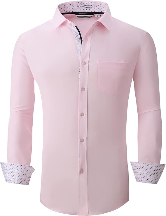 Alex Vando Mens Dress Shirt Wrinkle Free Regular Fit 4-Way Stretch Button Down Shirts