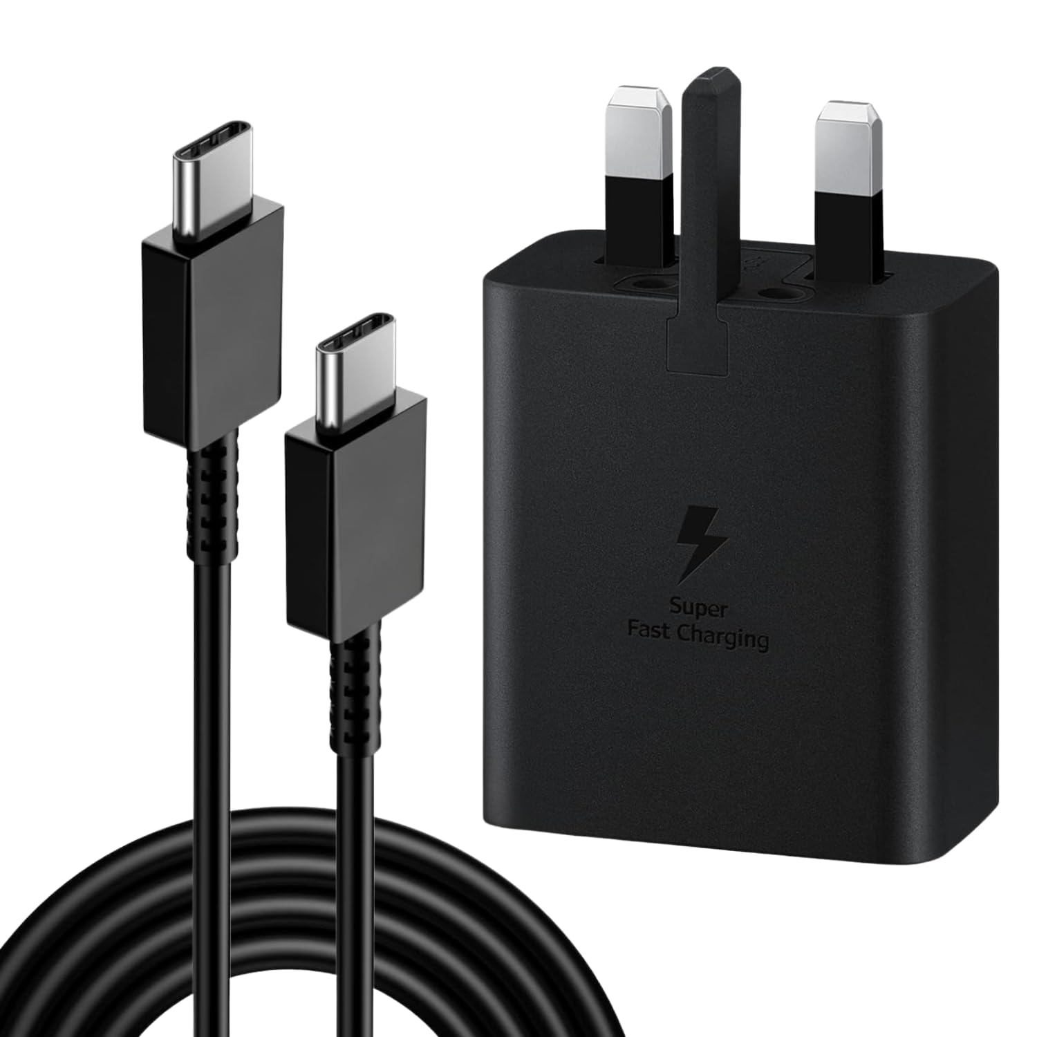for 45W Original Samsung charger Super Fast Charger Compatible with Samsung Galaxy S25 Ultra S24 S23 S22 S21 Black with type c to cable and adapter 45W-sam-s25-blk