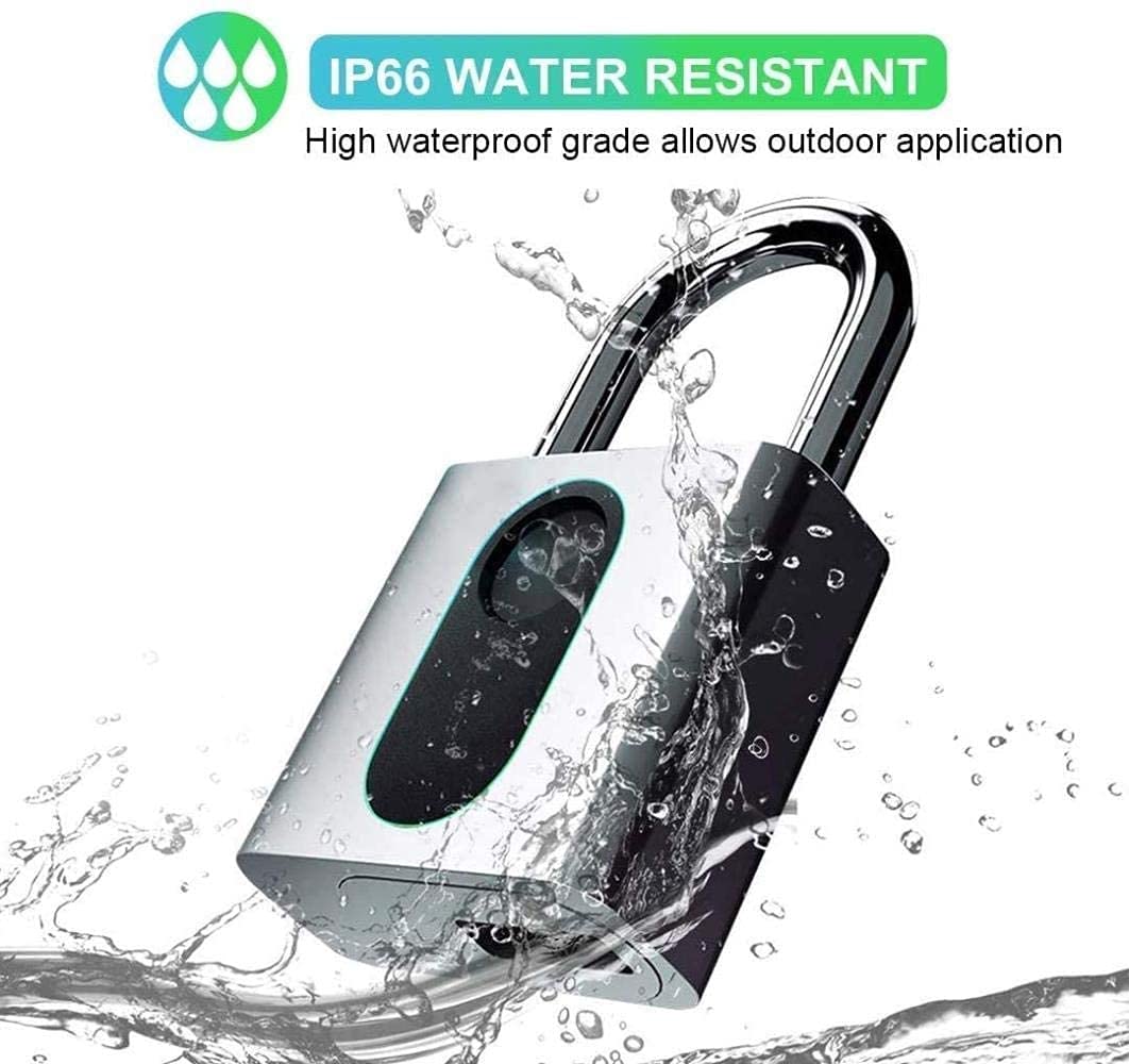 Smart Fingerprint Lucchetto, sblocco elettronico Bluetooth Sblocco remoto, Charging Portable Pundlock Impermeabile per Lo Zaino Bike Locker Uffici Blocco