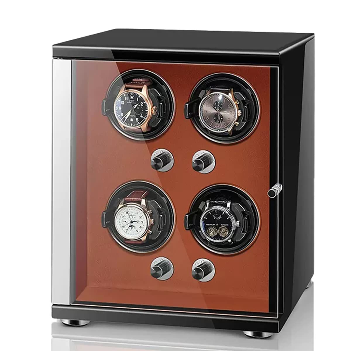 EHVYBDX Automatic Watch Winder Box for 1 2 4 6 Watches Flexible Pillow Wood Shell Piano Display Box with Quiet Motor Watch Storage Case