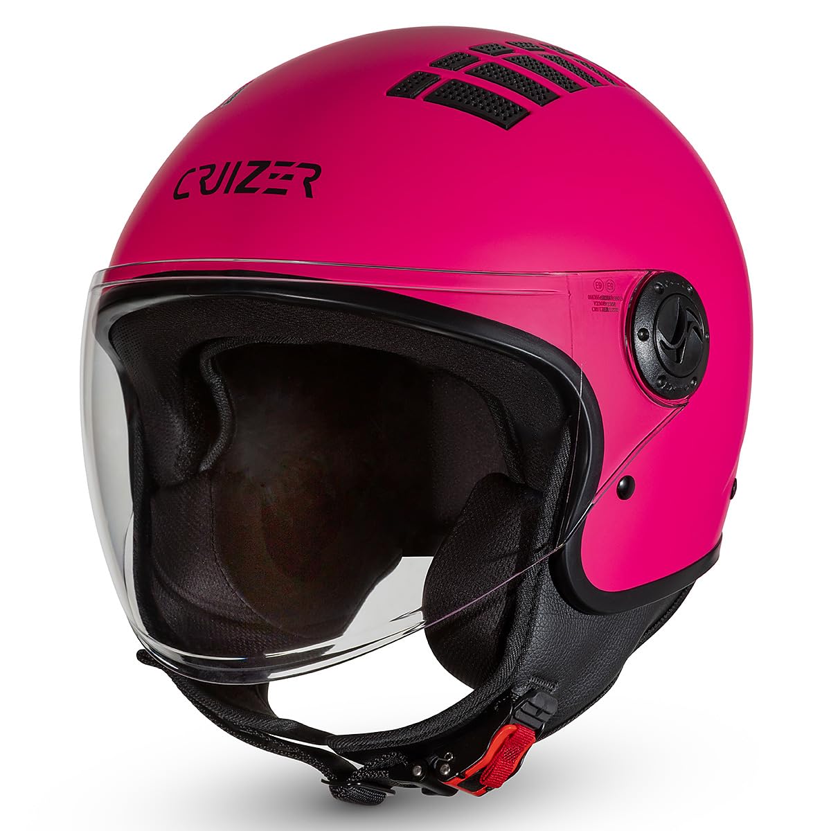 Cruizer Casco Jet Moto Scooter Omologato Visiera Singola FUXIA