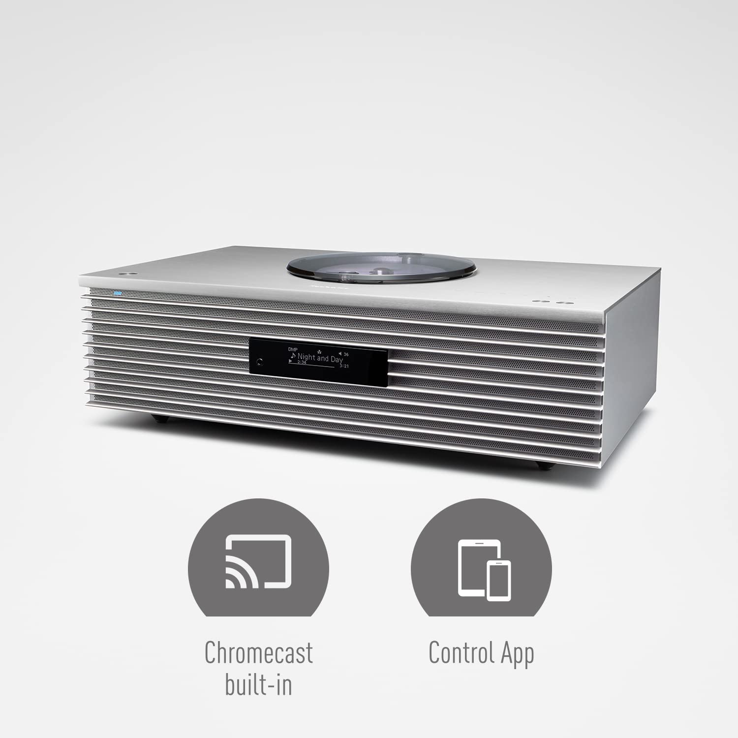 Technics OTTAVA SC-C65EG-S All-in-One-Musiksystem mit CD-Player, DAB+-Radio, USB, Bluetooth & Chromecast integriert, AirPlay 2, 2.1-Kanal, WLAN, Silber