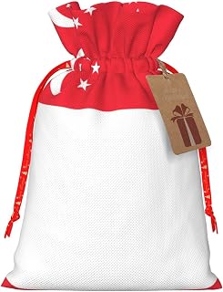 Singapore Flag Christmas Drawstring Gift Bags - Great for Holidays, Birthdays, Anniversaries and Everyday Use Bags