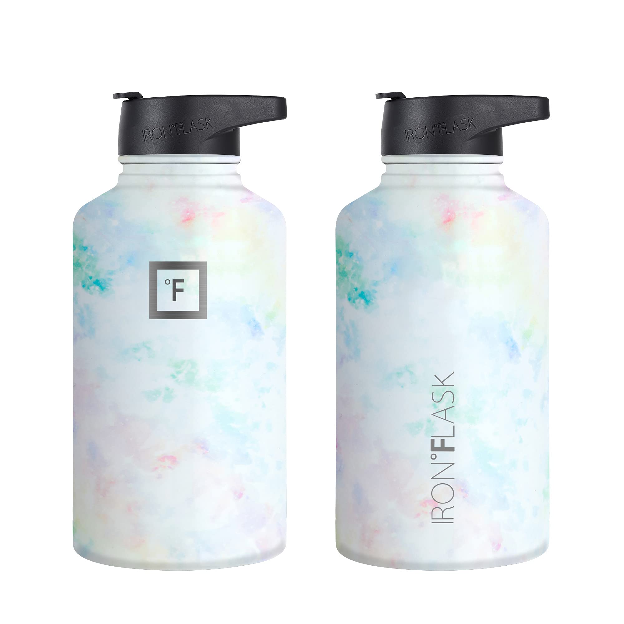 IRON °FLASK Sports Water Bottle - 64 Oz 3 Lids (Straw Lid), Leak Proof - Stainless Steel Gym & Sport Bottles for Men, Women & Kids - Double Walled, Insulated Thermos, Metal Canteen