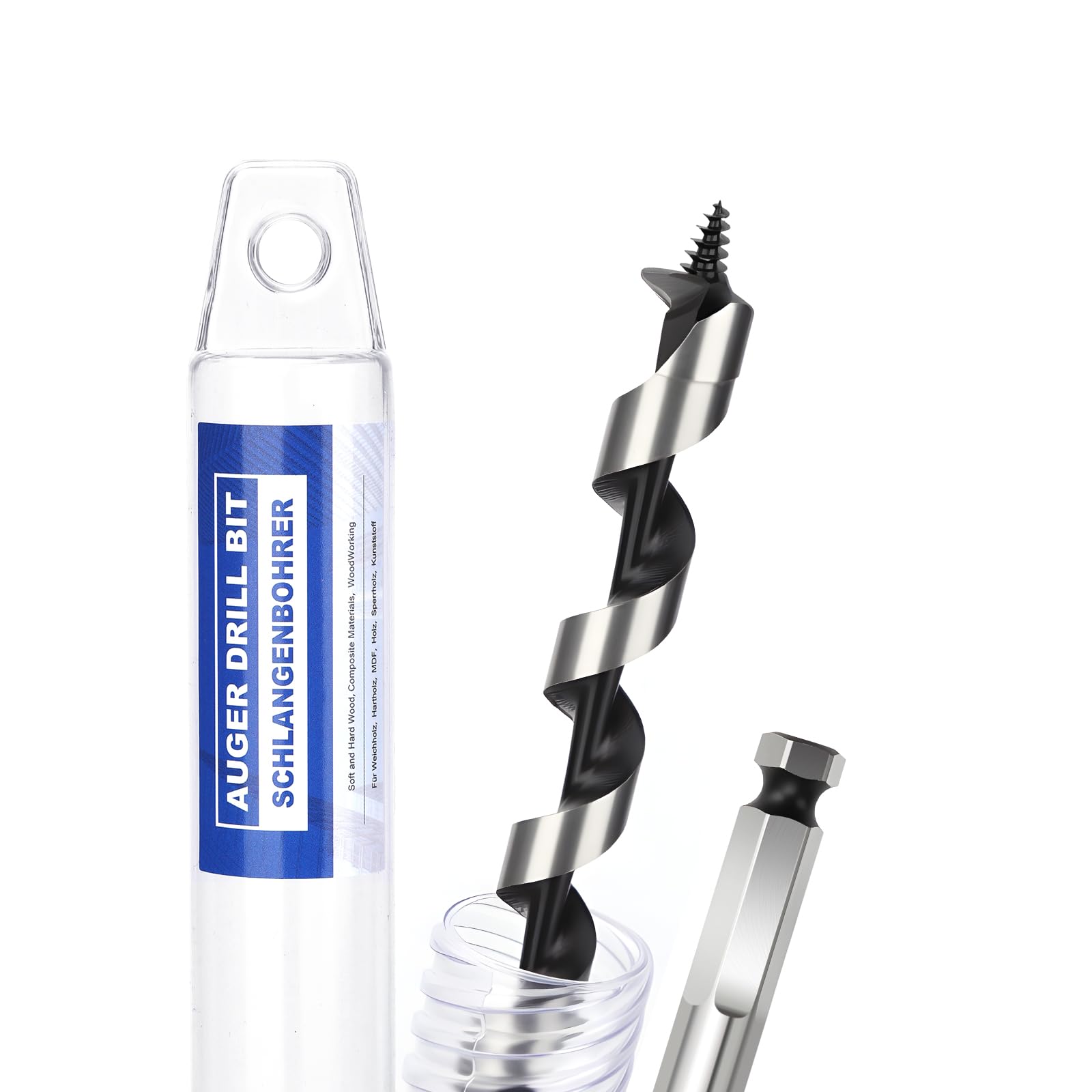 Schlangenbohrer 13mm x 1000mm Holzbohrer mit Selbstzentrierende Gewindespitze und 9.52mm Sechskantschaft für Holz