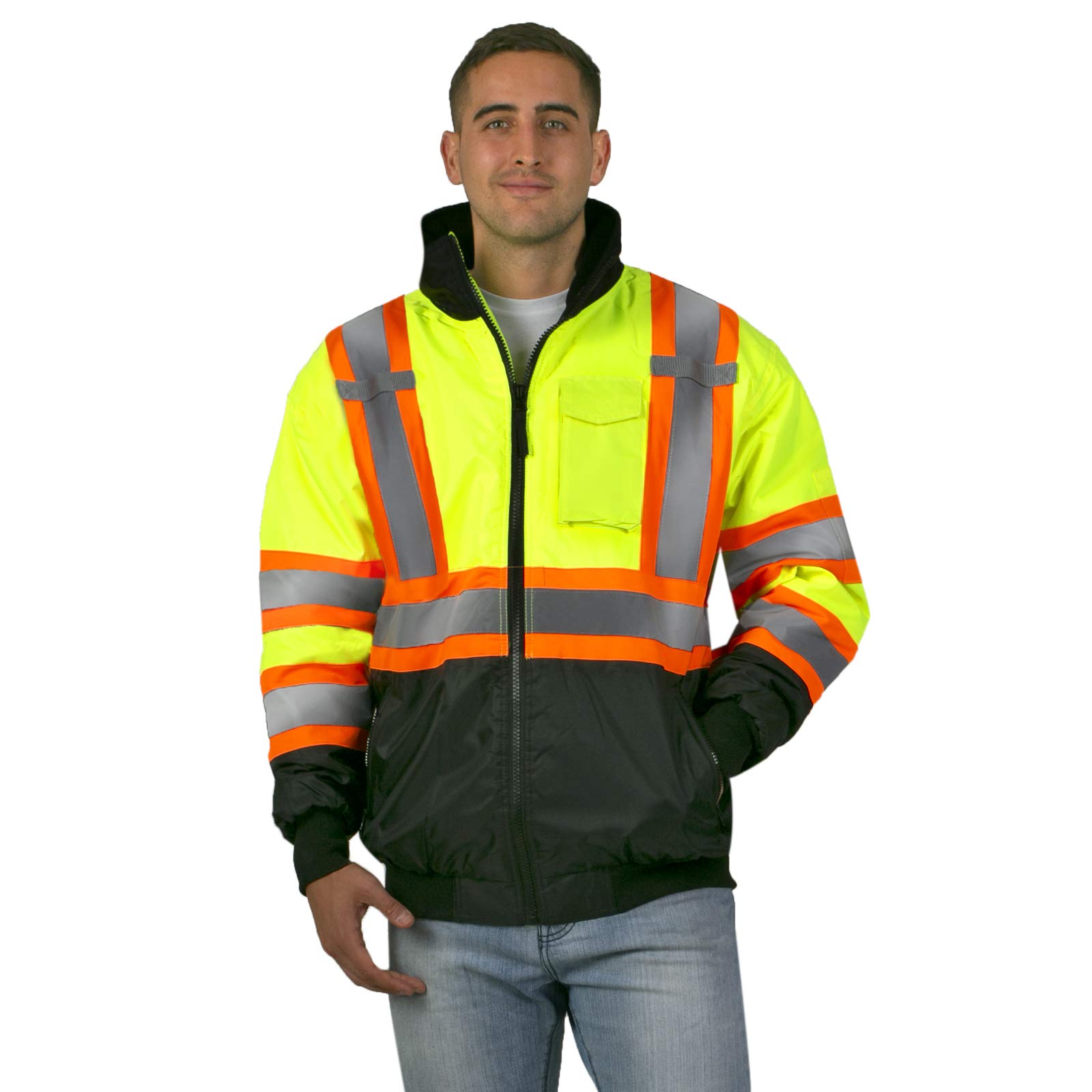 JORESTECH Chaqueta de seguridad reflectante de alta visibilidad, impermeable trasero ANSI/ISEA